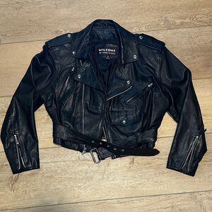 Vintage 90s Womens Wilsons Leather Cropped Moto Jacket Sz M